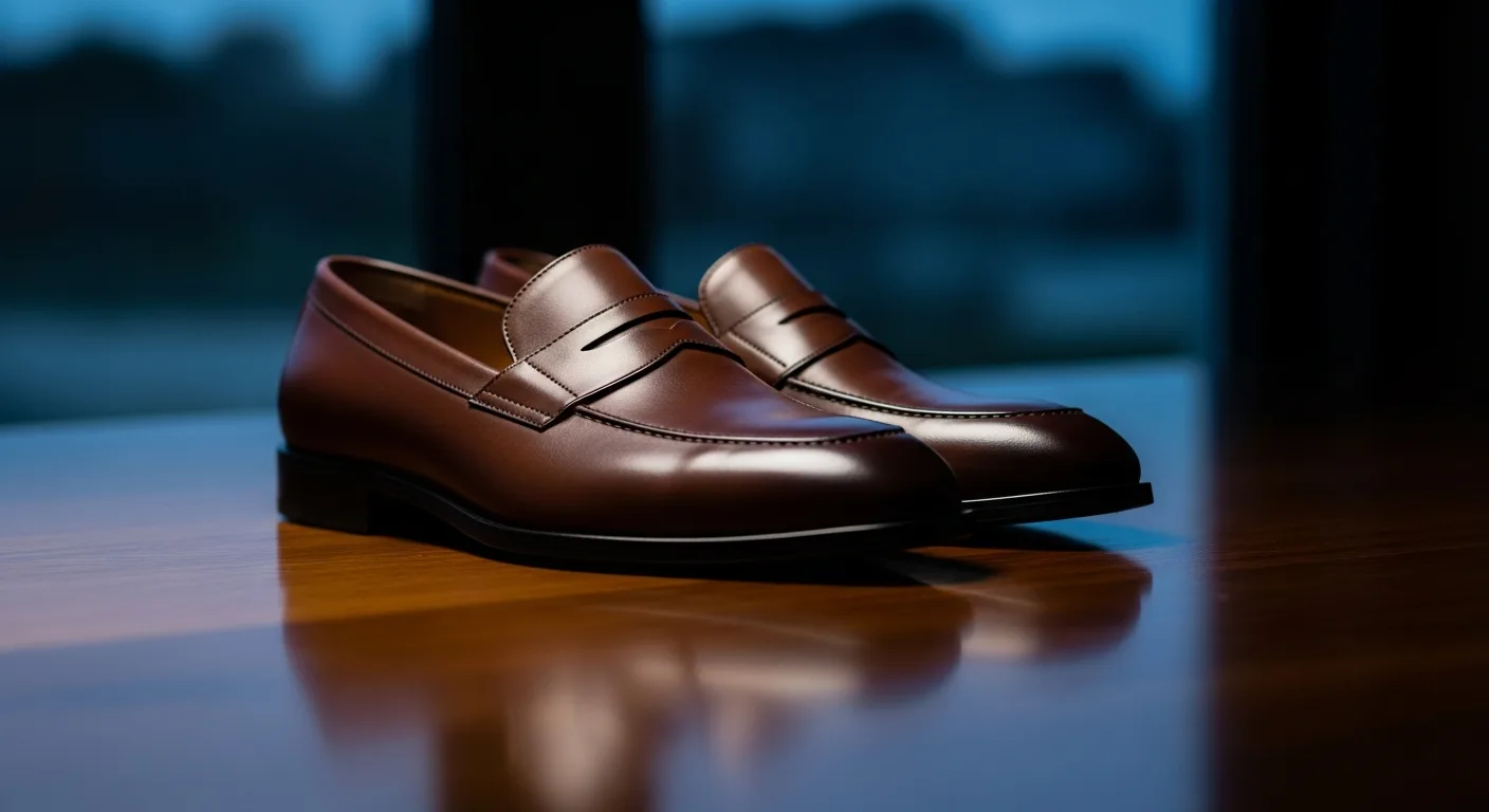 Mocassins homme en cuir marron sur fond élégant